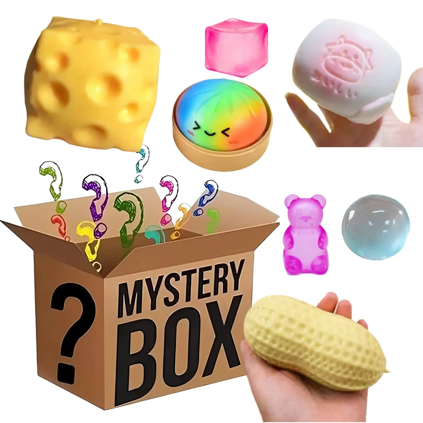 Soft Silicone Unisex Dumpling Squishy Fidget Accessory - 1pc per Blind Box (Not 7pcs), Cheese, Butter, Jiaozi, Baozi, Peanut, Duck, Natasha Mochi Designs, Stress Relief Relaxation Item (Toys & Hobbies, Classic & Novelty Squishies Toys)