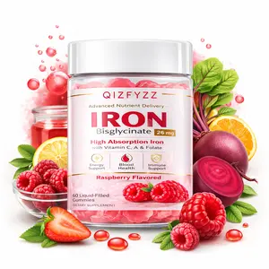 Ferrous Glycine Iron Gummies 26mg – Beetroot-Based, with Vitamin C, B12 & Folic Acid, Boost Energy & Immunity, Sugar-Free Vegan Iron Supplement for Men & Women (60 Gummies)