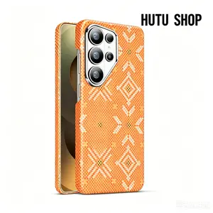 HUTU Luxurious patterned skin-friendly texture mobile phone protective case + hardware lens protection, anti-collision and anti-fall Business series For Samsung Galaxy S26/S25/S24/ Ultra Plus screen protector, phone cooler, magnetic charger