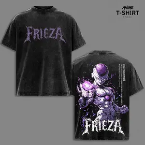 Frieza Final Form DBZ Vintage Washed Oversized Anime Shirt, Purple Energy Villain Graphic Tee, Heavyweight Cotton Streetwear, Unisex Gift for Anime Fans