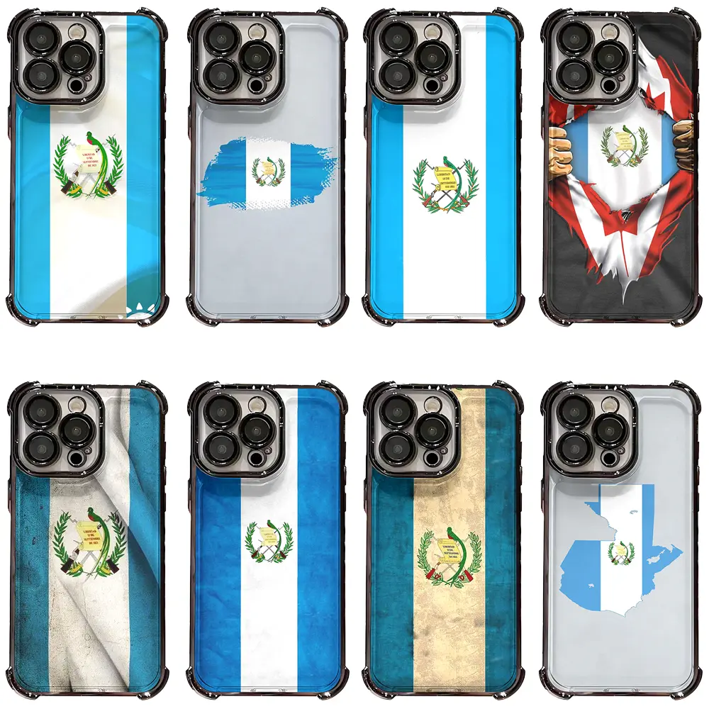 Guatemala Flag with Emblem Print Protective Smartphone Case, Minimalist Shockproof Accessory for iPhone 17,16,15,14,13,12,11 Pro,Pro Max,Plus - Protector for Guatemalan Pride Fans, Accessories