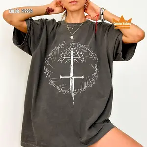 Comfort Colors Ring Inspired Shirt, Dark Lord Tee, Middle Somewhere Shirt, Tolkien Shirt, Back and Front Tee, Narsil Broken Blade Tee,Fantasy Reading Shirt