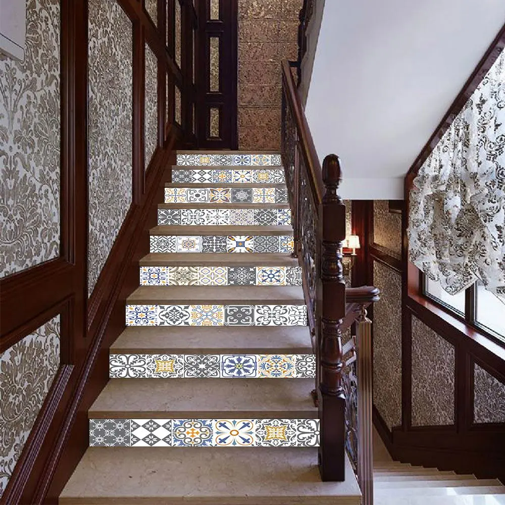 Geometric Pattern Stair Sticker, Waterproof Self Adhesive Stair Decal, Removable Wall Sticker for Home Decor, Home Decor Supplies