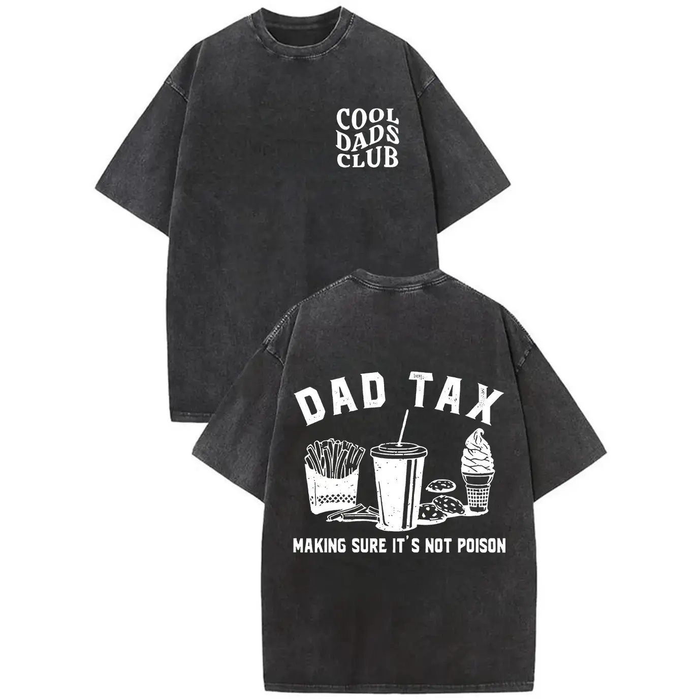 Y2K Cool Dads Club Dad Tax Graphic Tee Funny Dad Joke Vintage Retro Washed Oversized T Shirt Heavy Cotton Crewneck Casual Streetwear Soft Comfortable Daily Wear Trendy Apparel Gift For Dads Men Adults