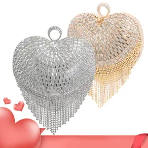 Tassel Clutch Purses Handbags Crystals Evening Bags Crossbody Bag for Women valentine's Day Gift for Wedding Party