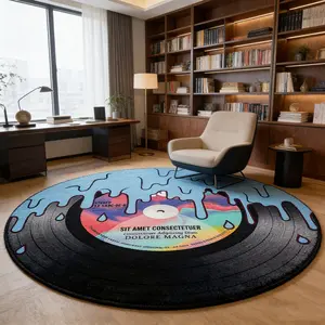 Melted Vinyl Record Carpet, Dopamine Gradient Tufted Rug, Decorative Area Rug, Music Room Bedroom Decor, Anti-Slip Home Mat, Machine Washable Rug, Polyester Rug, Music Lover Accessories