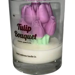 Purple Tulip Candle, Luxury Home Fragrance 14 oz Scented Candle