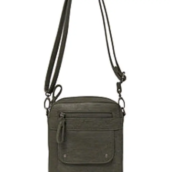 Bueno of California Women's Large Crossbody Bag in Crocodile - Green, 100% Polyurethane, Multiple Pockets, Adjustable Strap, Imported