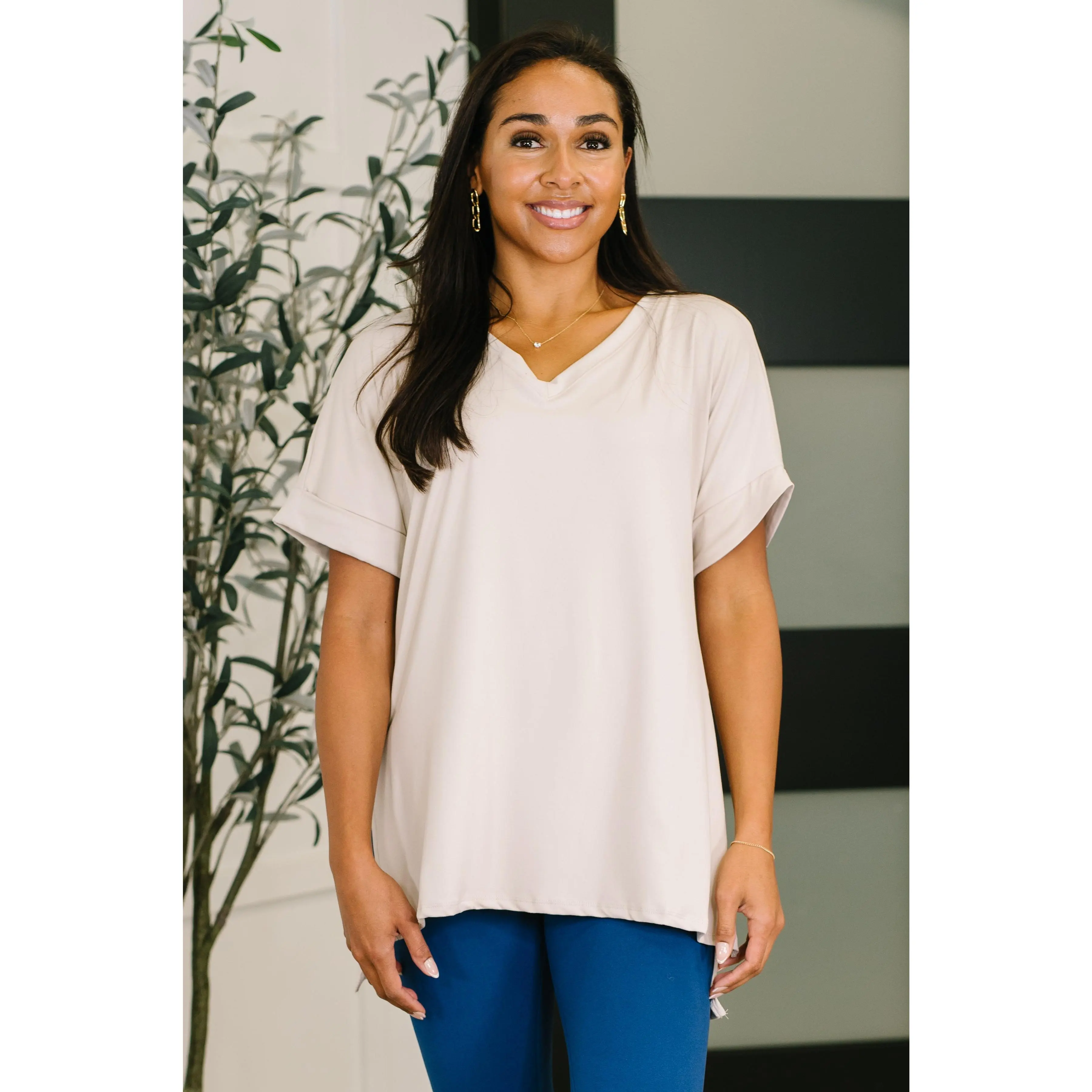 Zenana Basic Layering Relaxed V-Neck Tee