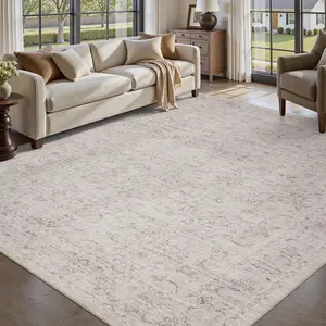 MontVoo Vintage Machine Washable Rug, Non-Slip TPR Backing, Stain-Resistant, Easy Care & Vacuum-Friendly, Soft Area Rug for Living Room, Bedroom & Office