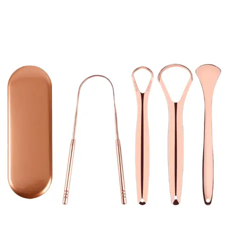 Upgraded Stainless Steel Tongue Scraper Set, Tongue Cleaning Kit, 4 Sizes + Portable Case, Deep Cleaning Tongue Cleaner, Oral Care Tool for Travel & Home Use