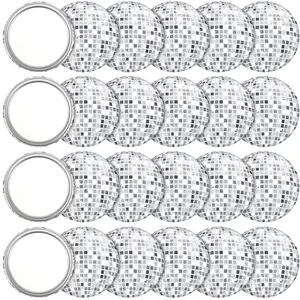 12 Pcs Disco Ball Compact Mirror 2.76 Inch Vintage Round Pocket Mirror Makeup Mini Mirror Handheld Portable Mirror for Purse, Women Gift Disco Party Supply Travel Daily (Classic Color)