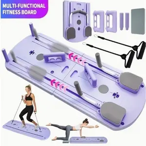 Pilates Board at home - 2026 Pilates Reformer Set, Multi-Purpose Foldable Pilates Reformer Board for Home Pad， 8 in 1 Pilates Sliding Board，pilates at home workouts (Pink)