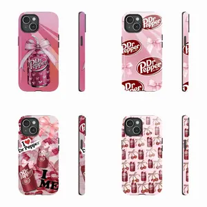 D-Dr P-Pepper Pink Bow Retro Mobile Phone Case for iPhone 16 Pro Max, PC TPU Glass Multi-Protection Drop Guard Case, Fits iPhone 16/15/14/13/12/11 Pro Max/Plus