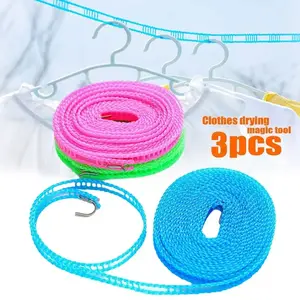 3PCS  5 meters drying rope, non-slip and windproof clothesline fence type clothesline drying rope drying rope outdoor travel clothesline home