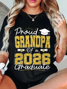 100% Cotton Proud Grandpa of A 2026 Graduate Senior 2026 Grad Family T-Shirt