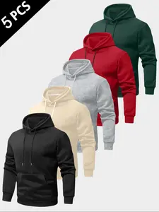 Men's Fall Winter Long Sleeve Hooded Sweatshirt Set, Casual Loose Fit, Comfortable Leisure Wear, Perfect for Vacation, Holidays, Daily Use