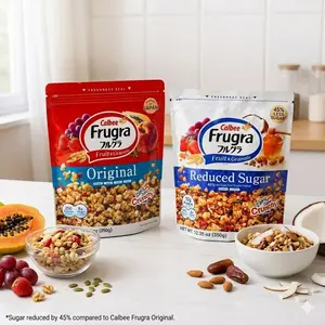 Calbee Frugra Granola [Original & Reduced Sugar Variants] 12.35 oz / 350g - Iconic Japanese Crunchy Fruit Cereal Muesli Milk Fiber Oatmeal Food