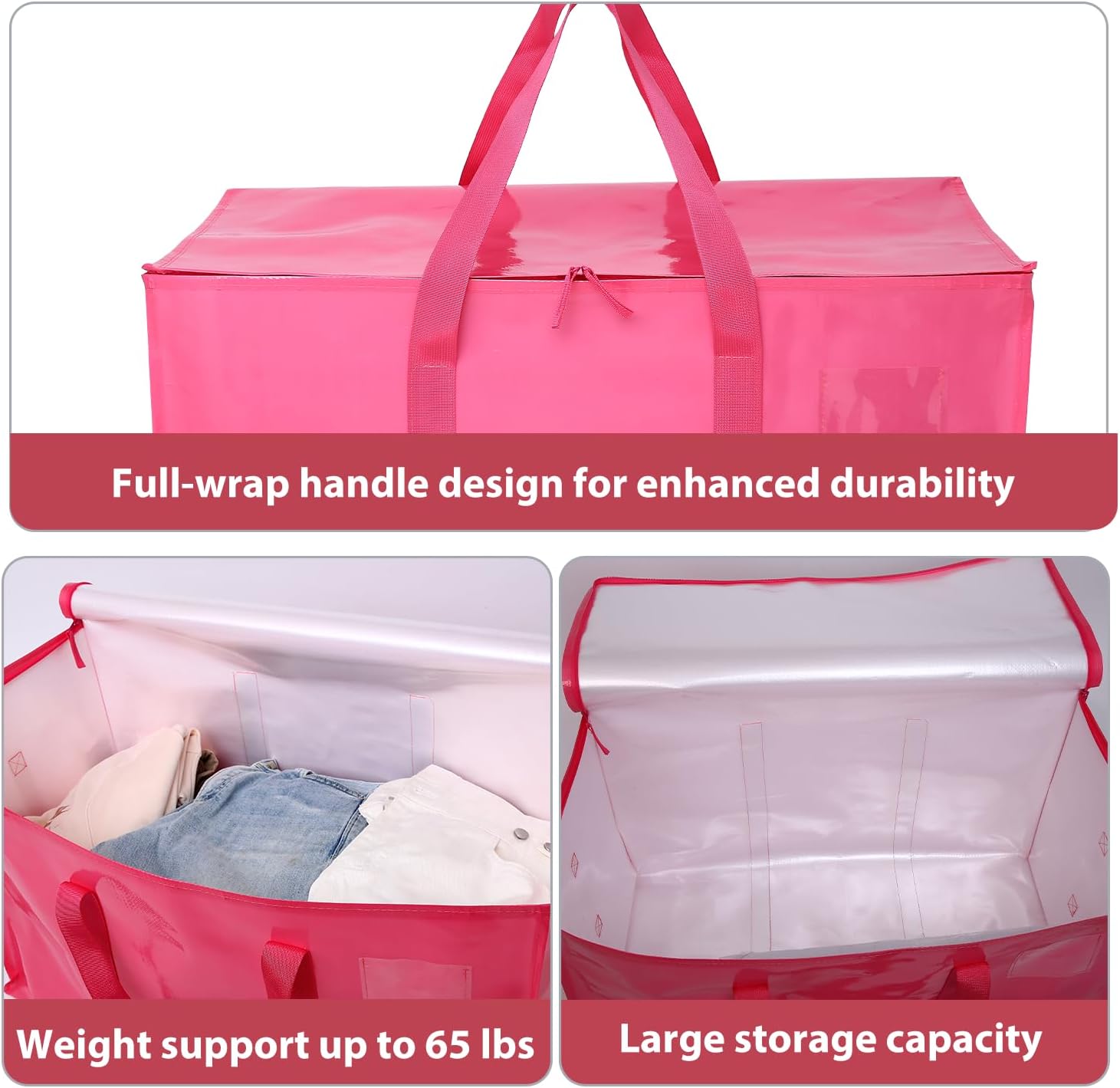 STOWM 6 Counts Heavy-Duty Extra Large Moving Bags Zippered Storage Blue for Clothes Tools Bulky Items Home Office Organization Quality Plastic Secure Space-Savers - Convenience