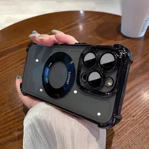 Luxury Wireless Charging Shockproof Protective Phone Case For iPhone 15 14 13 12 11 Pro Max Plus Magnetic Transparent Bumper Cover, Protector, Accessories