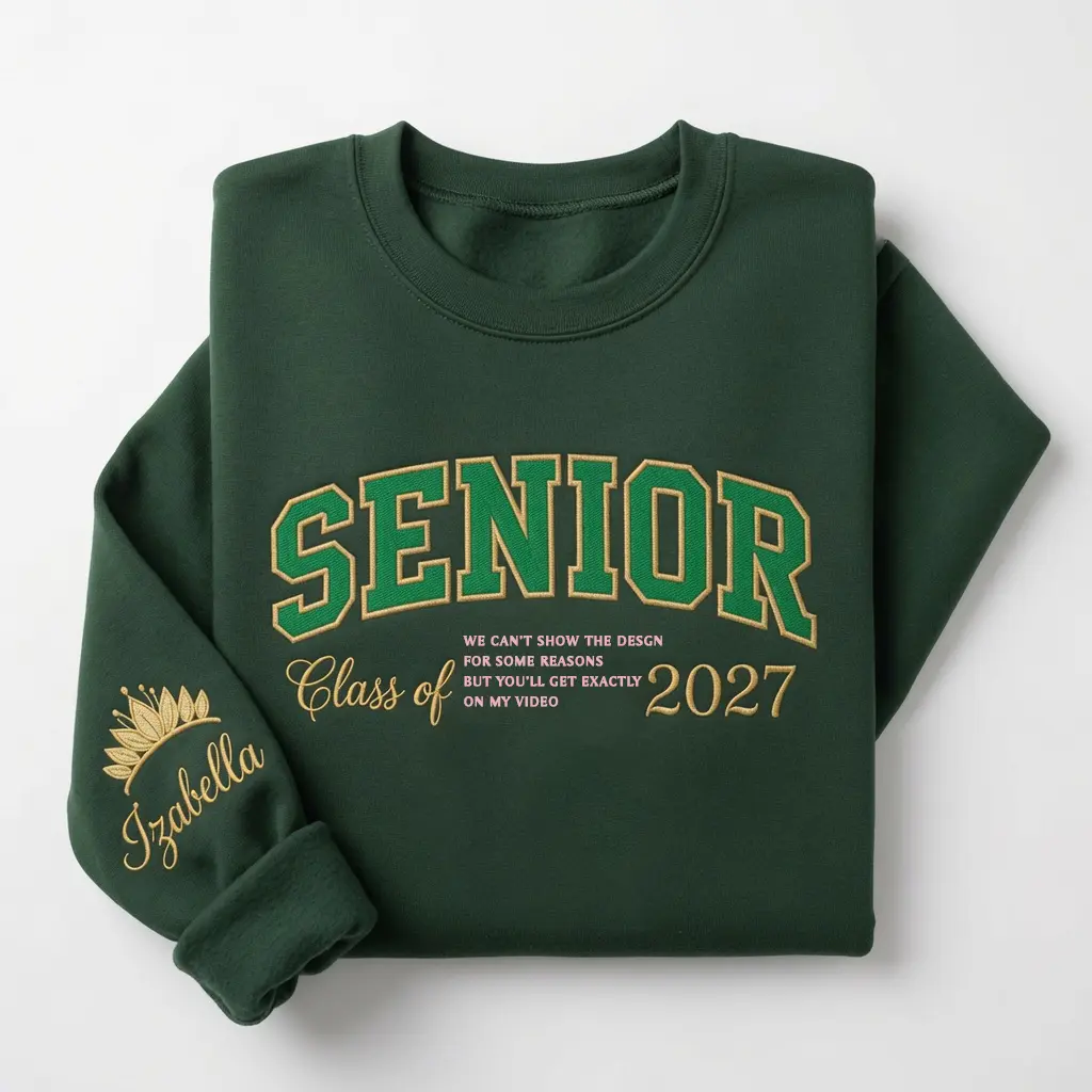 Tiana Senior Embroidered Sweatshirt, Personalized  Princess Sweatshirt, Class of 2027 Sweatshirt, Custom Senior Shirt, Graduation Gift