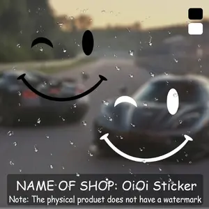 1PC Street Trendy Cute Playful Smile Logo Sticker Stick on car windows , this black & white simple smiley face decor instantly has a relaxed playful vibe, car owners who prefer cute styles can use it as a super lively trendy decoration