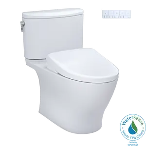 TOTO WASHLET+ Nexus Two-Piece Elongated 1.28 GPF Toilet with S7 Contemporary Bidet Seat, Cotton White - MW4424726CEFG#01, MW4424726CEFGA#01