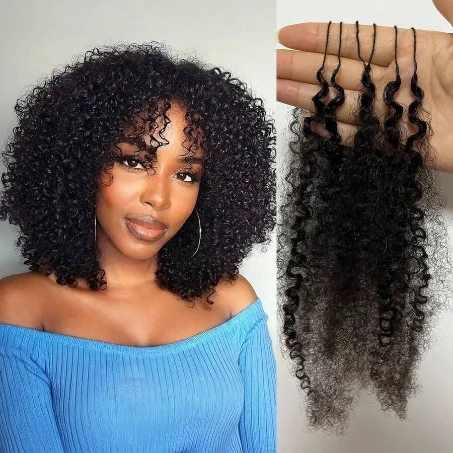 Bling Hair Kinky Curly Human Crochet Hair For Women, Knotless Pre-Separated Miracle Knots Feather Crochet Human Hair Extensions For Braids, 50g/Pack 22 Inch