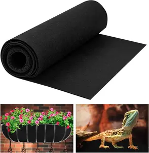 16 x 40 Inch Felt Planter Liner Roll Non-Woven Fabric Coconut Basket Liner Alternative  Liner Roll Black Coco Liners Roll Replacement Easy to Cut for Planter Hanging Flower Basket Window Box