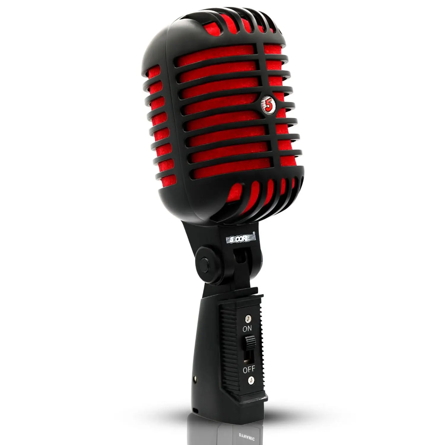 5Core Vintage Microphone Classic Dynamic Professional XLR Studio Retro Style Mic BLACK RED