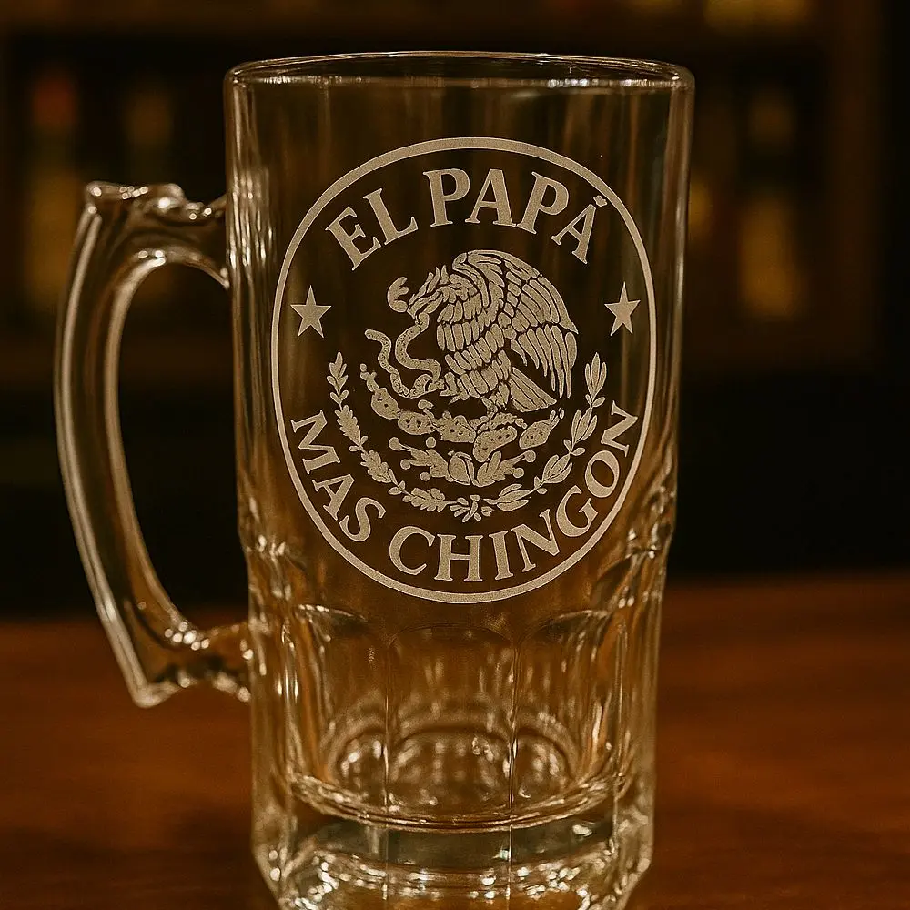 "El Papa Mas Chingon" Etched Glass Mug