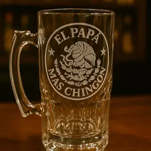 "El Papa Mas Chingon" Etched Glass Mug