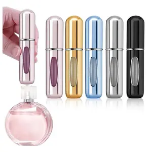 5Pcs Portable Mini Refillable Perfume Atomizer Spray Bottles - 5ml Travel Size Organiser Tin Canister