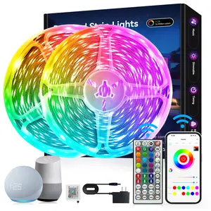Smart WiFi RGB LED Strip Lights – 100FT 50FT, Works with Alexa & Google Assistant, App & Voice & Remote Control, Music Sync, Color Changing, Perfect for Bedroom & Room Decor
