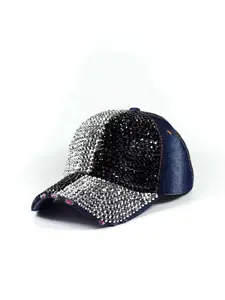 European and American style denim hat, baseball cap with rhinestones, diamond-embellished cap