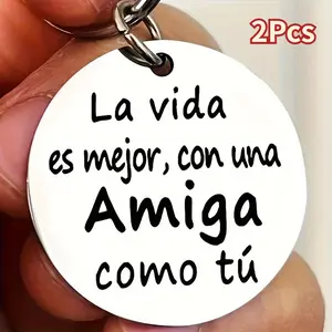 2Pcs Spanish Keychain For Men, Best Friend Gift, Friendship Keychain, Birthday Gift Minimalist