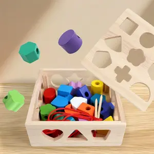 Wooden Shape Sorter Shape Matching Intelligence Box Set, 16 Hole or 21 Hole, Preschool Sensory Toy, Montessori Educational Toy for Kids 3-5
