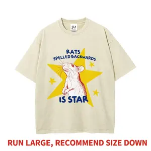Funny Rat Pun Graphic T-Shirt – Oversized Vintage Washed Unisex Meme Tee, Cute Animal Humor Streetwear Shirt