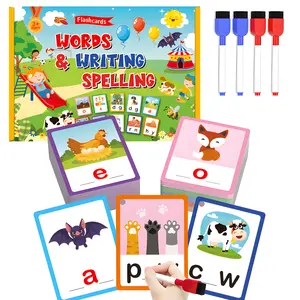 100 PCS Preschool CVC Sight Words Flash Cards Reusable Spelling Writing Game Phonics Educational Toy for Kids Homeschool Learning Reading Writing Skills Ideal Learning Gift for Birthday Thanksgiving Christmas New Year