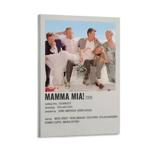Vintage Mamma Mia Movie Poster, Canvas Wall Art for Bedroom, Office, And Sports Landscape Themed Rooms. Poster Canvas Wall Art For Bedroom Decor Bar Office Room Decor Gift