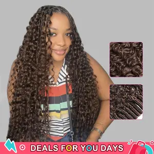 [New In] Bgmgirl Natural Black & Chocolate Brown #4 Crochet Burmese Curly Human Hair extensions for Miracle Knots human hair Boho Knotless Braids Pre-Separated 50g/Bundle 4/27 Brown Highlight&Honey Blonde &99J burgundy fulani braids girl #DealsForYouDays