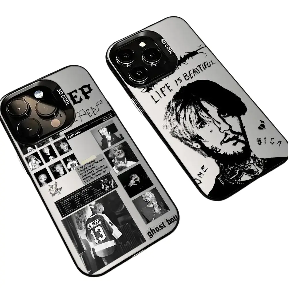 Retro black and white L-Lil P-Peep phone case For iPhone 17/16/15/14/13/12/11/Pro/ProMax/Plus/Air/Xsmax/E, Featuring a Shockproof Matte Back, Anti-Fall, Ultra-Thin Design, luxury fashion, music Merchandise, Special Gift for fans