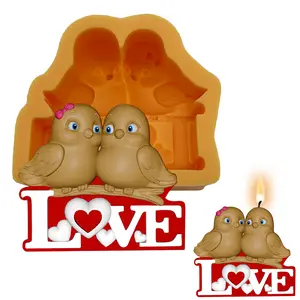 Valentine Love Birds Silicone Mold – Romantic Candle Mold with “LOVE” Design