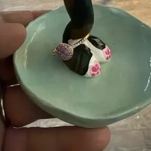 Cat Booty Trinket Ring Tray - Decorative Clay Dish for Jewelry Storage and Display with Unique Cat Design