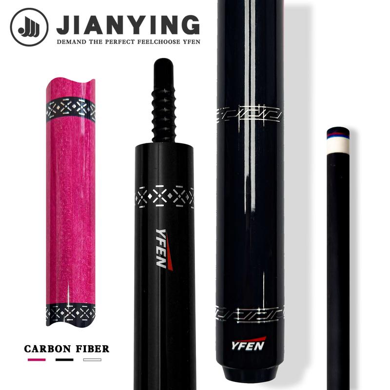 The world's first carbon fiber 1/2 billiard cue comes with a cue box and accessories. It features a 58 inch, 11.8mm cue tip and is suitable for both home and club use. Comes with cue case + leather tip + gloves + towel + chalk