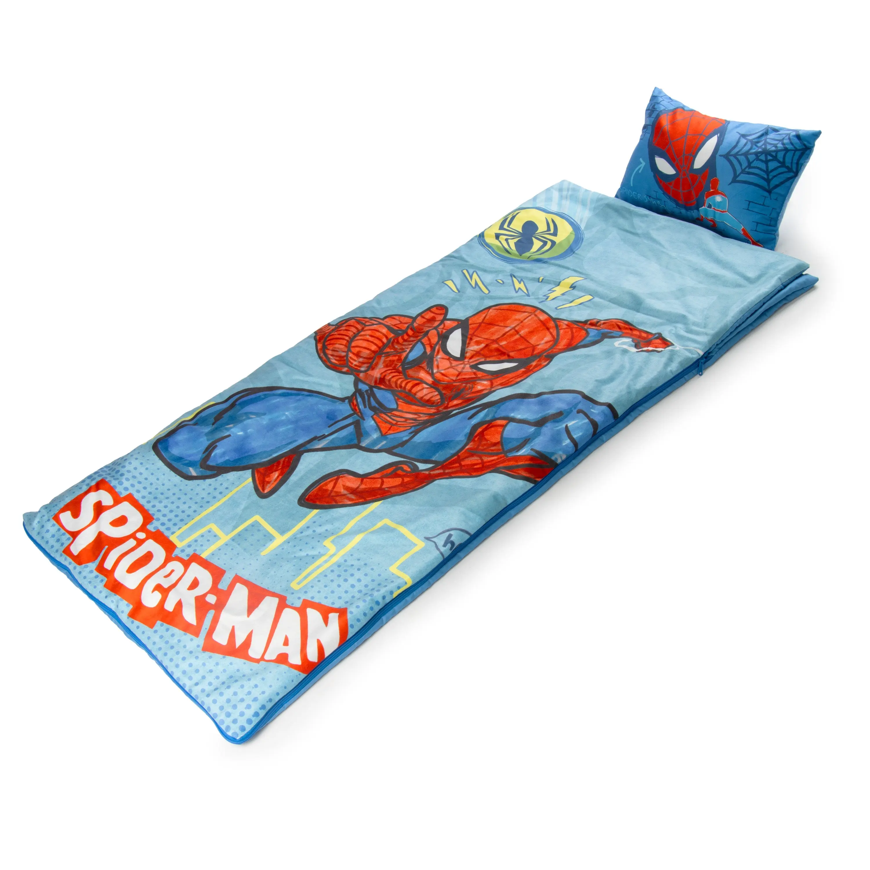 Jay Franco Kids' Superhero Web Slinging Spiderman 2-Piece Cozy Plush Soft Textile Indoor Sleeping Bag - Ideal for School Sleepovers, Indoor Naps, Gifting
