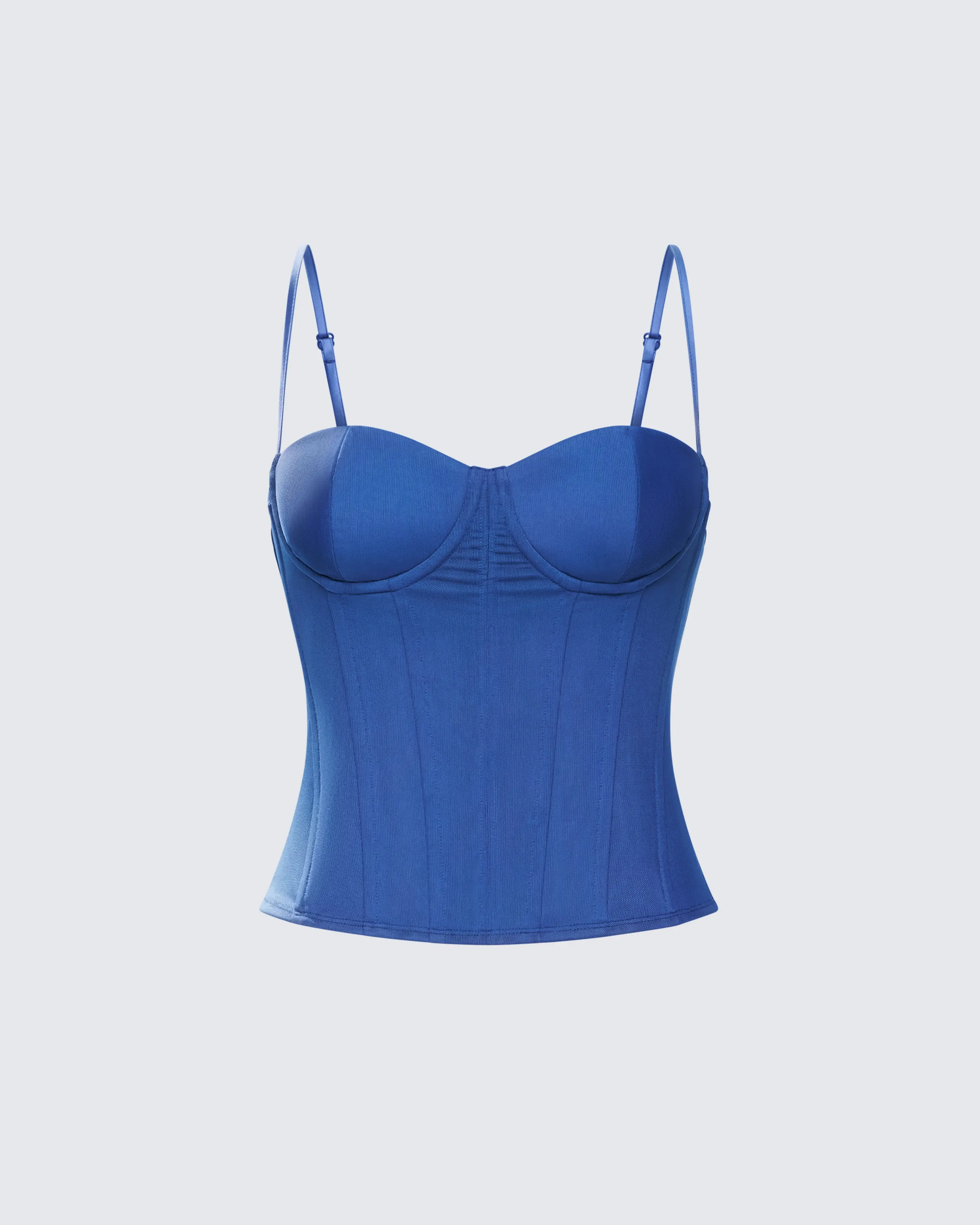 Women's Fitted Slate Mesh Corset Top - Structured Underwire Bustier with Boning and Adjustable Spaghetti Straps