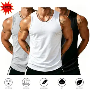 1/3 pack High-end Men's Ultra-Soft Vest - High-Elasticity, Breathable Fitness and Casual Sports Vest, Quick-Drying Pullover Style, Casual, Soft Sleeveless Fitness Muscle Top. Popular TikTok Trendy Style, Regular Standard Sizes