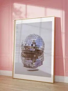 Disco Print, Disco Poster, Floating Disco Ball Print, Trendy Wall Art, Preppy Bar Cart Art, Printable Art, Retro Wall Decor, Retro 70s Decor