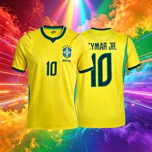 2026 Brazil National Home And Away Yellow And Blue Neymar Vini Raphinha Short Sleeve Soccer Jersey Fans Version